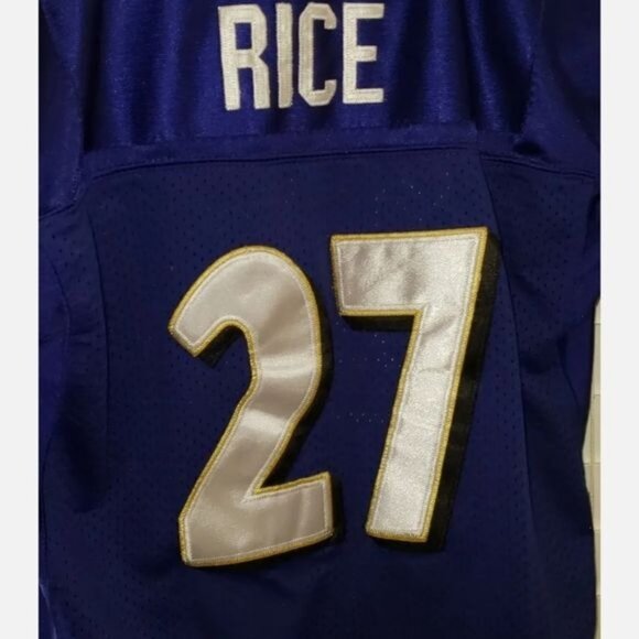 Baltimore Ravens #27 RAY RICE Reebok NFL Jersey Stitched YOUTH LARGE preowned - Picture 7 of 11
